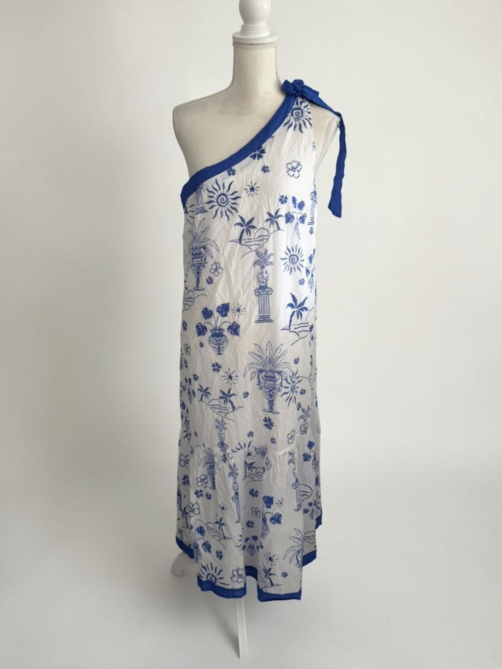 SUGARLIPS Blue White Aegean Maxi Vacay Dress Sz Large NEW NWT